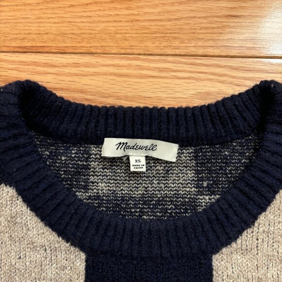 Madewell | Cardiff Checkerboard Crewneck Sweater | XS - Picture 3 of 12